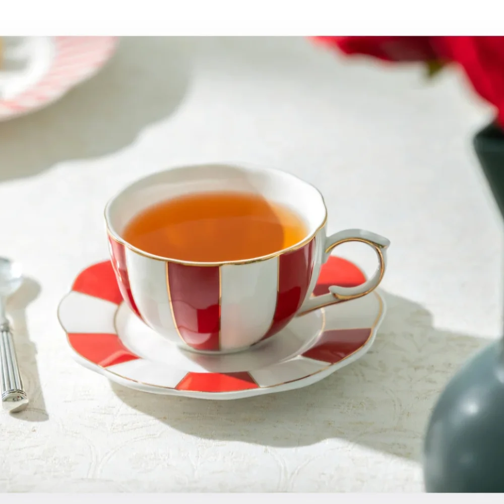 Grace Red and White Teacup and Saucer Set NEW - Picture 7 of 8